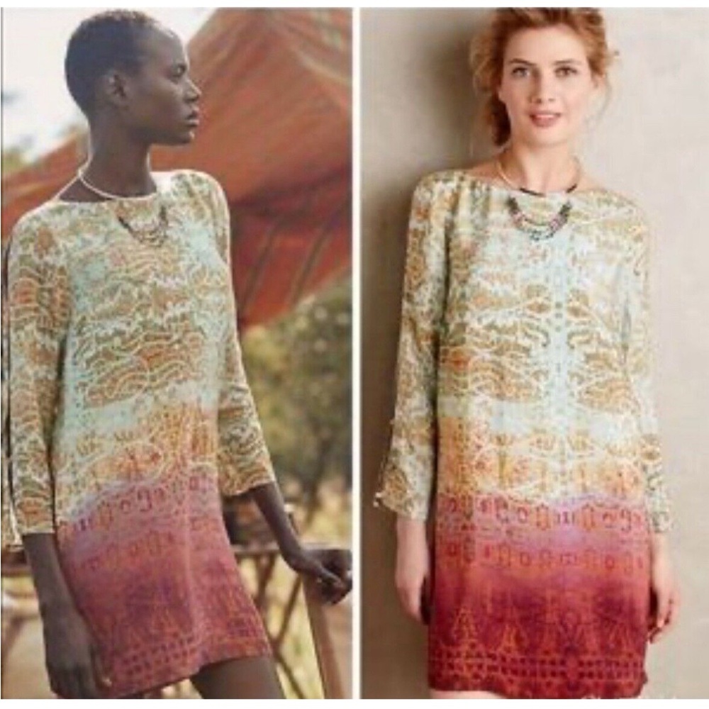 Anthropologie Maeve Silk Mini Dress - Picture 1 of 11